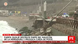Oleaje dañó malecón La Herradura y derribó poste en Chorrillos. Foto y video: América TV