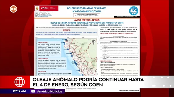 Oleaje ligero a fuerte se extendería hasta el próximo 4 de enero, según COEN. Foto: América Noticias