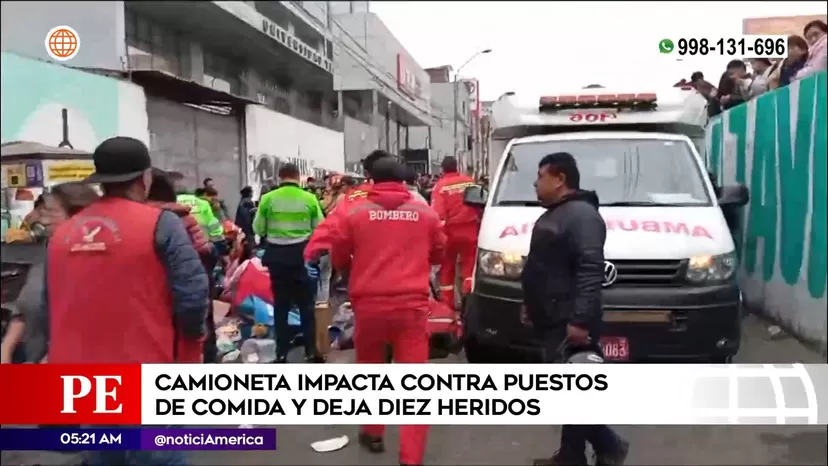 Los Olivos: Camioneta impactó contra puestos de comida y deja 10 heridos