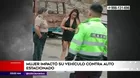Los Olivos: Mujer impactó su vehículo contra auto estacionado