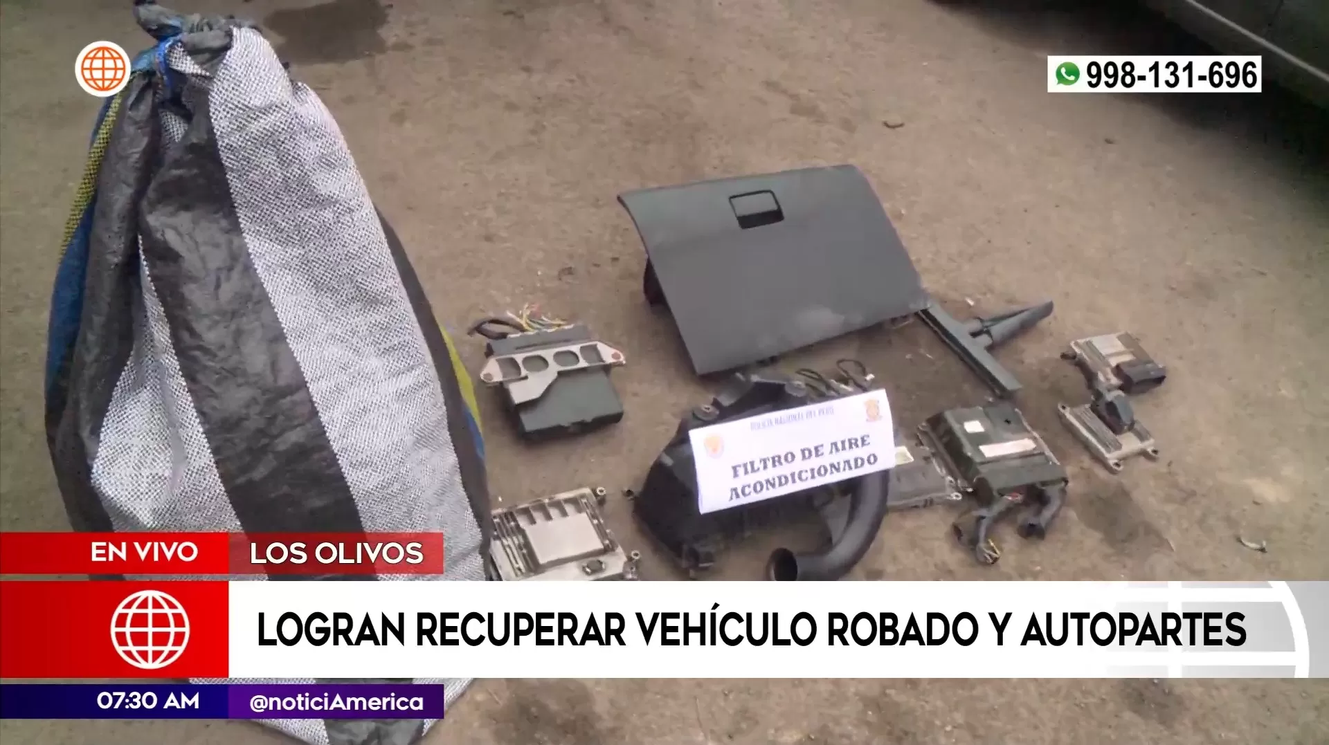 Recuperan auto robado y autopartes en Los Olivos. Foto: América Noticias