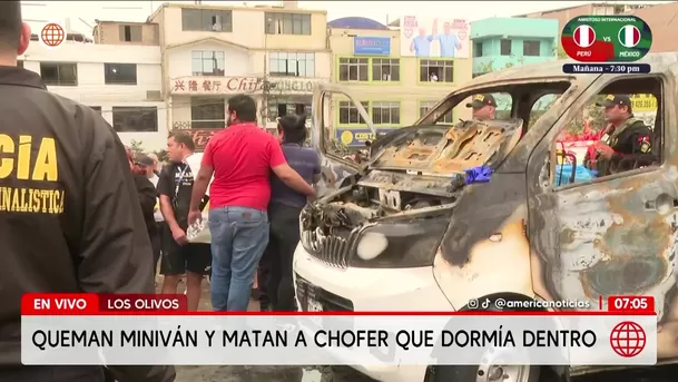 Los Olivos: Queman miniván y matan a chofer que dormía dentro. Foto: América Noticias