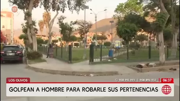 Los Olivos: raqueteros golpean a hombre y le roban celular/ América Noticias