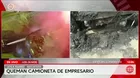 Los Olivos: Sujeto incendia camioneta tras arrojarle gasolina