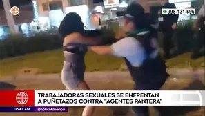 Meretrices agreden a agentes de Los Olivos. Foto y video: América Noticias