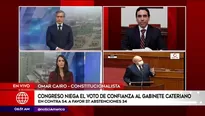 Congreso negó la confianza al gabinete Pedro Cateriano. América Noticias