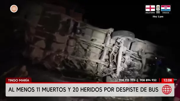 Once muertos deja el despiste de un bus en Tingo María. Foto: América Noticias Once muertos deja el despiste de un bus en Tingo María. Foto: América Noticias