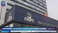 ONPE asignó S/ 222 millones a partidos del Congreso