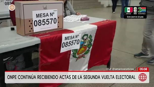 ONPE continúa recibiendo actas de la segunda vuelta electoral. Foto: América Noticias ONPE continúa recibiendo actas de la segunda vuelta electoral. Foto: América Noticias