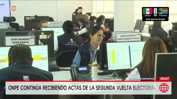 ONPE continúa recibiendo actas de la segunda vuelta electoral. Foto: América Noticias ONPE continúa recibiendo actas de la segunda vuelta electoral. Foto: América Noticias