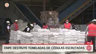 ONPE destruye 431 toneladas de cédulas de sufragio