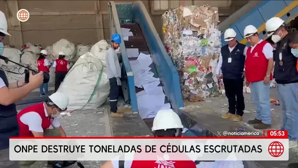 ONPE destruye 431 toneladas de cédulas de sufragio. Foto: América Noticias ONPE destruye 431 toneladas de cédulas de sufragio. Foto: América Noticias