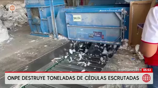 ONPE destruye 431 toneladas de cédulas de sufragio. Foto: América Noticias ONPE destruye 431 toneladas de cédulas de sufragio. Foto: América Noticias