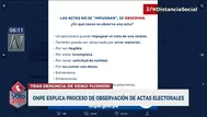 La ONPE explica el proceso de observación de actas electorales