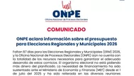 ¿Peligran las Elecciones RM 2026? La ONPE responde al MEF