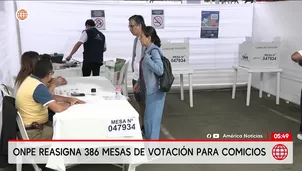 ONPE reubica 386 mesas de votación para la segunda vuelta. Foto y video: América noticias