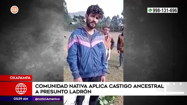 Presunto ladrón fue castigado en Oxapampa. Foto: América Noticias