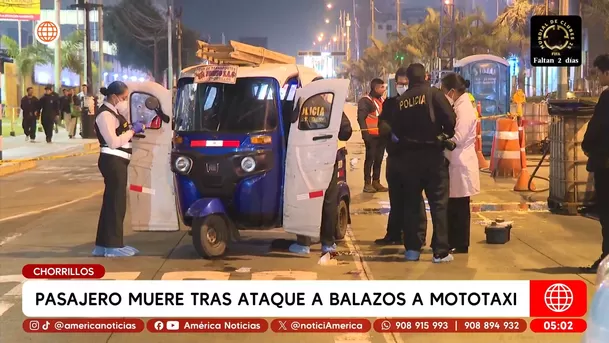 Pasajero muere tras ataque a balazos a mototaxi en Chorrillos. Foto: América Noticias