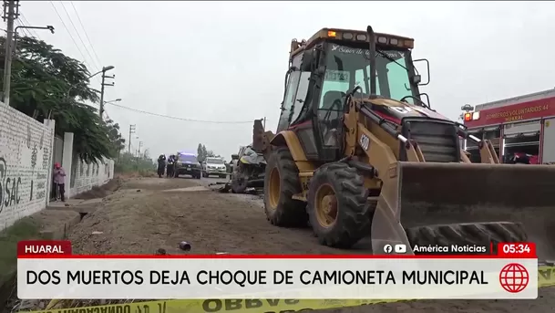 Padre e hijo mueren tras choque de camioneta municipal en Huaral. Foto: América Noticias Padre e hijo mueren tras choque de camioneta municipal en Huaral. Foto: América Noticias