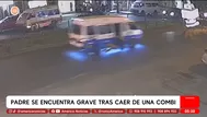 Padre se encuentra grave tras caer de una combi en Santa Anita