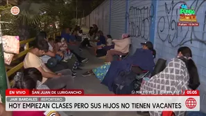 Padres duermen fuera de colegio por vacantes en San Juan de Lurigancho. Foto y video: América Noticias