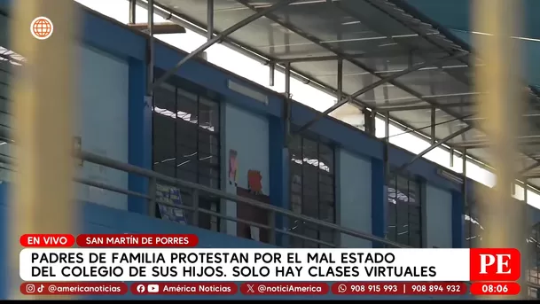 Padres protestan por aulas inhabitables en colegio de San Martín de Porres. Foto: América Noticias