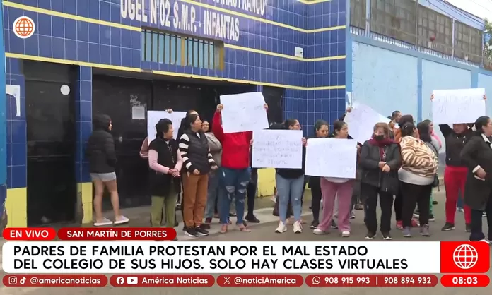 Padres protestan por aulas inhabitables en colegio de SMP