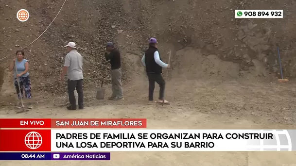 Padres de familia se organizan para construir una losa deportiva para su barrio. Foto: América Noticias