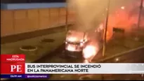 Bus se incendió en la Panamericana Sur. América Noticias