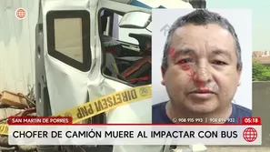 Chofer de camión muere tras chocar con bus en San Martín de Porres. Foto y video: América Noticias