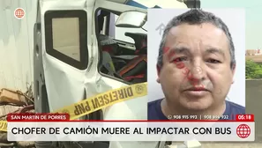 Chofer de camión muere tras chocar con bus en San Martín de Porres. Foto y video: América Noticias