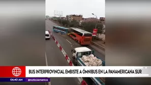 Bus interprovincial arrastra a ómnibus en la Panamericana Sur. Foto: América Noticias