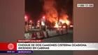 Panamericana Sur: Choque de cisternas ocasionó incendio en cabinas