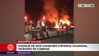 Choque de camiones generó incendio en la vía Panamericana Sur. Foto y video: América Noticias