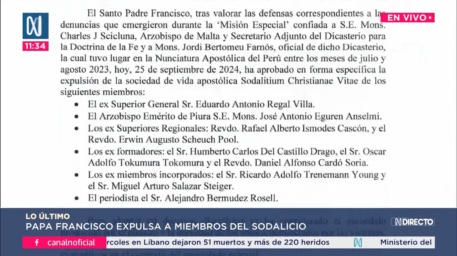 Papa Francisco expulsa a miembros del Sodalicio