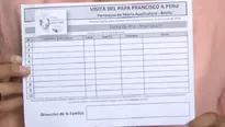 Cédula para la preinscripción a la misa del papa Francisco. Foto: Andina