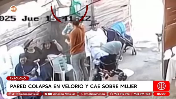 Pared colapsa en velorio y cae sobre mujer en Ayacucho. Foto: América Noticias