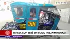 Pareja con bebé en brazos roba mototaxi en Huaycán