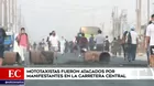 Paro de transportistas: Personas tuvieron que caminar por la Carretera Central ante manifestaciones