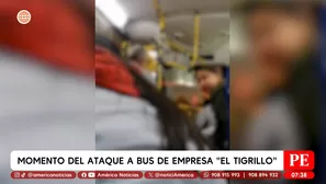 Momento del ataque a bus de empresa El Trigrillo en San Martín de Porres. Foto y video: América Noticias