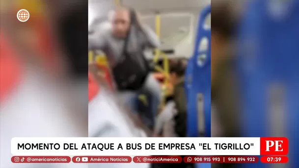 Momento del ataque a bus de empresa El Trigrillo en San Martín de Porres. Foto: América Noticias