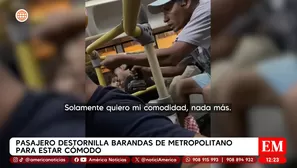 Pasajero destornilla barandas del Metropolitano para estar cómodo. Foto y video: América Noticias