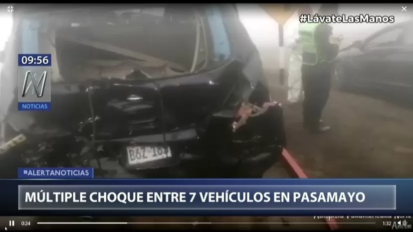 Pasamayo: Se registra múltiple choque entre siete vehículos 