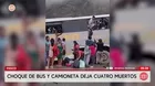 Pasco: Cuatro muertos deja violento choque entre bus y camioneta