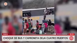 Cuatro muertos deja violento choque entre bus y camioneta en Pasco. Foto y video: América Noticias