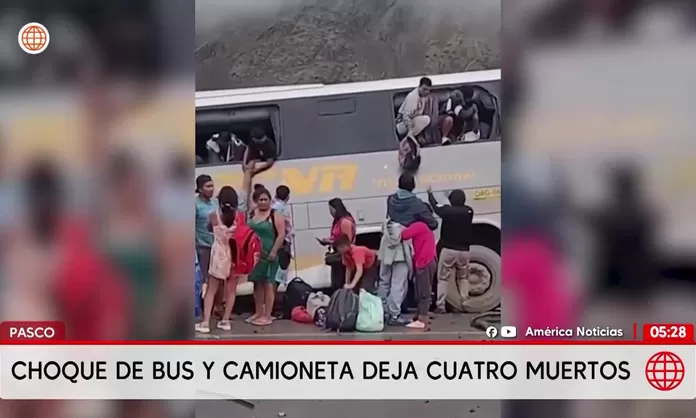 Pasco: Cuatro muertos en choque de bus y camioneta