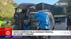 Pasco: Once muertos tras choque frontal de combi y tráiler