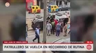 Patrullero PNP se vuelca en San Juan de Miraflores