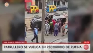 Patrullero PNP se vuelca en San Juan de Miraflores