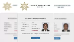 El Colegios de Abogados de Lima (CAL) hizo oficial la suspensión / Foto: archivo Andina